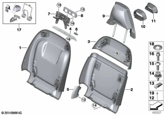 Reposacabezas Asiento Confort para BMW X5 F85, X6 F86 (OEM 52108065002). Original BMW