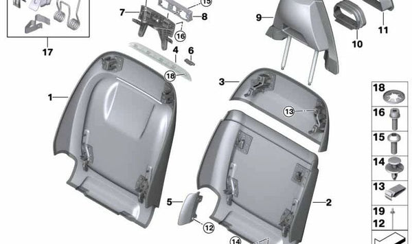 Respaldo de asiento confort inferior OEM 52108061226 para BMW X5 M (F85), X6 M (F86). Original BMW.