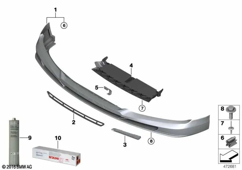 Spoiler frontal imprimado para BMW Serie 7 G12 (OEM 51117992030). Original BMW