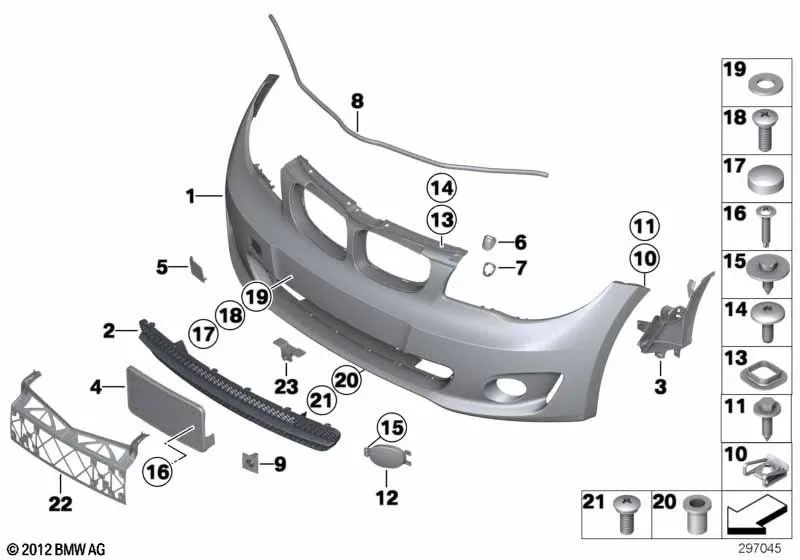 Right base for BMW 1 Series E81, E82, E87N, E88 (OEM 61677179468). Genuine BMW.