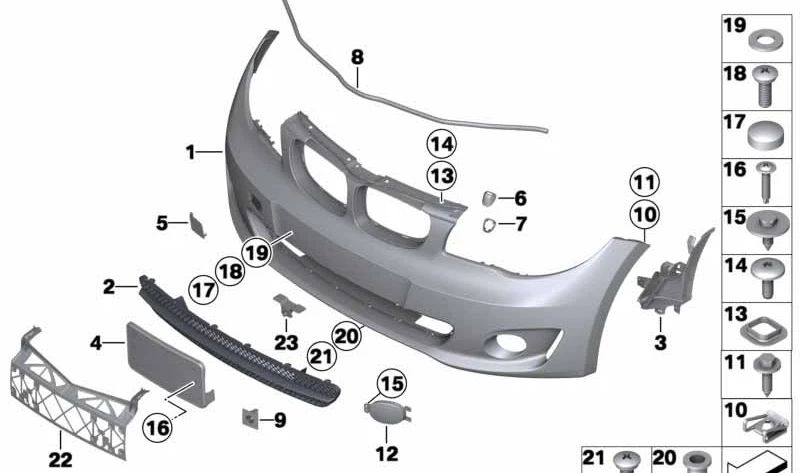 Deckungsgehäuse (unbemalt) für den linken Backvisor OEM 61677190493 für BMW E81, E82, E87, E88. Original BMW.