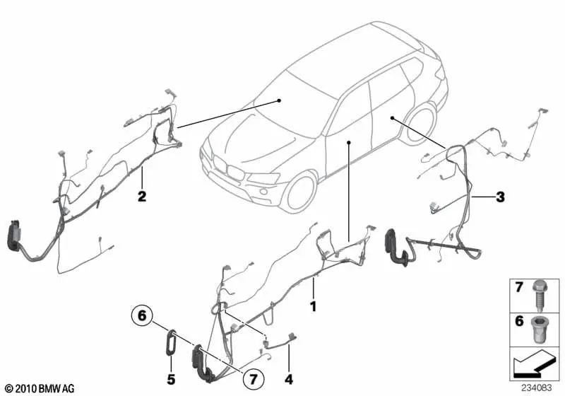 Tailgate Wiring Harness for BMW X3 F25, X4 F26 (OEM 61129315130). Original BMW.