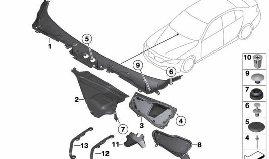 Cubierta del Deflector para BMW F34, F34N (OEM 51717285942). Original BMW