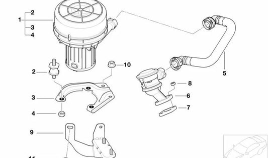 Valvola di ritenzione OEM 11727553068 per BMW E46, E85, E86, E90, E91, E92, E93, E60, E61, E63, E64, E65, E66, E81, E82, E83, E87, E88, E53, E70, E71, E71 E71. BMW originale.