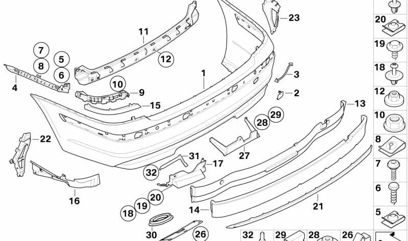 Difusor trasero inferior OEM 51127135580 para BMW E65, E66. Original BMW.