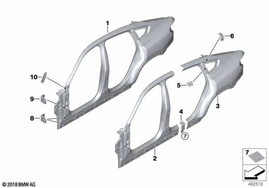 Right outer side frame for BMW X6 F96, G06 (OEM 41007954998). Original BMW