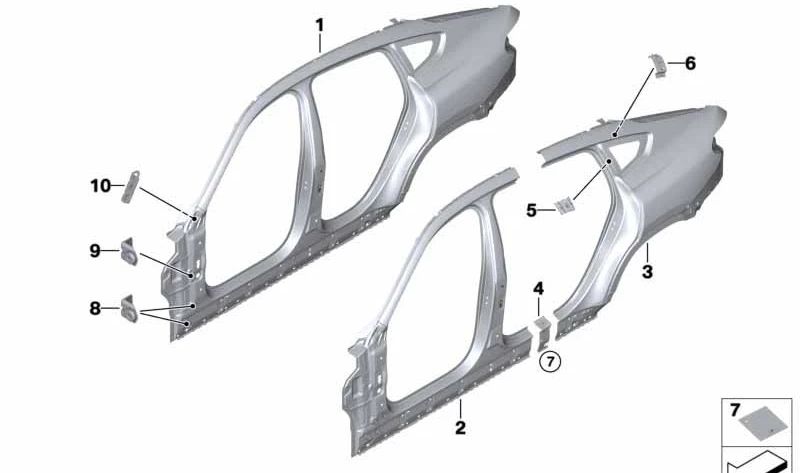 Pilar delantero derecho con embellecedor de entrada OEM 41007955082 para BMW G06 (X6), F96 (X6M). Original BMW.