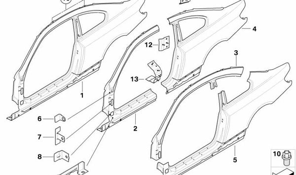 Marco lateral exterior izquierdo para BMW Serie 3 E92, E92N (OEM 41008045847). Original BMW.