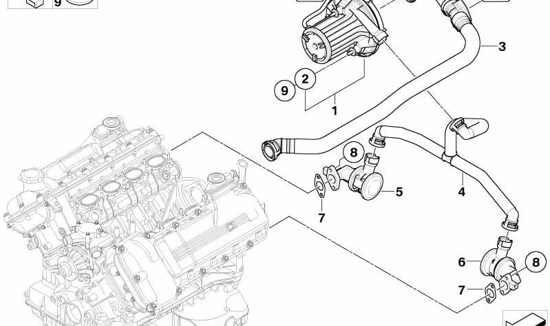 Válvula de cierre para BMW E90, E92, E93 (OEM 11727838029). Original BMW