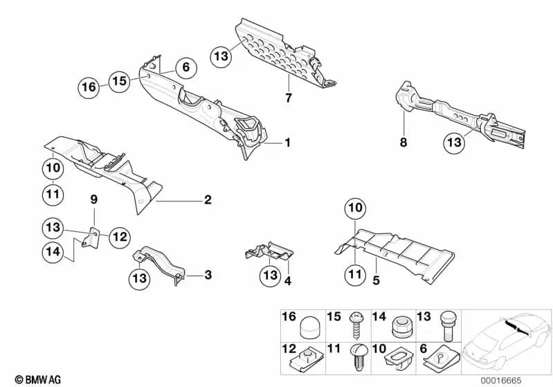 Rechte Verkleidung für BMW E46, F30, F80 (OEM 51458397454). Original BMW.