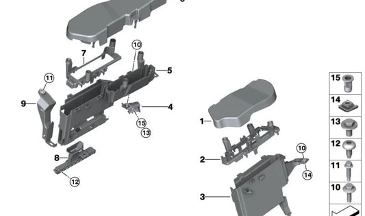 Soporte izquierdo (Niederhalter) OEM 12905A05EE7 para BMW. Compatible con los modelos: E46, E90, E92, F30, G20, F10, G30. Original BMW.