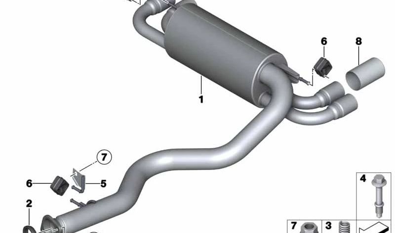 Junta de escape OEM 18117553130 para BMW {E82, E88, E90, E91, E92, E93, E84}. Original BMW