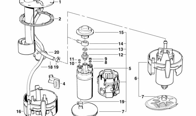 Soporte Bomba de Combustible para BMW E34, E32 (OEM 16141179119). Original BMW