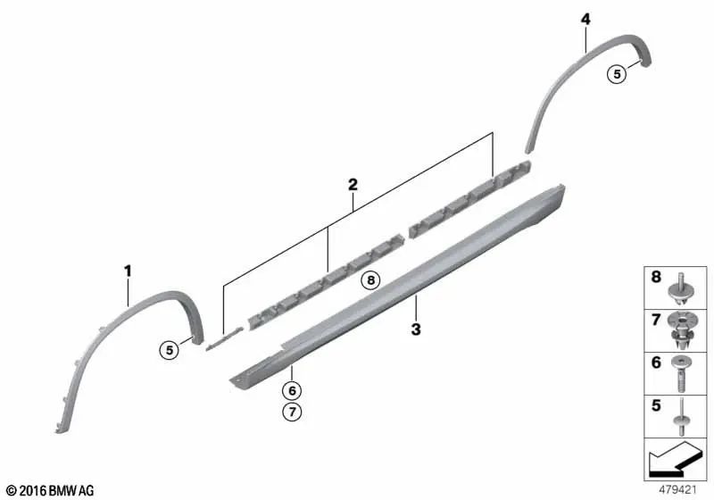 Embellecedor de paso de rueda imprimado trasero izquierdo para BMW E84 (OEM 51778049941). Original BMW