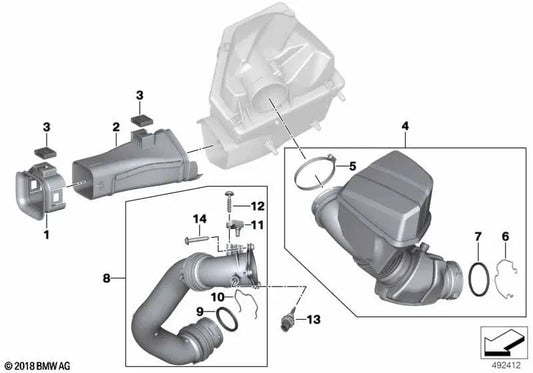 Tubo de aire limpio con resonador para BMW Z4 G29 (OEM 13718656982). Original BMW