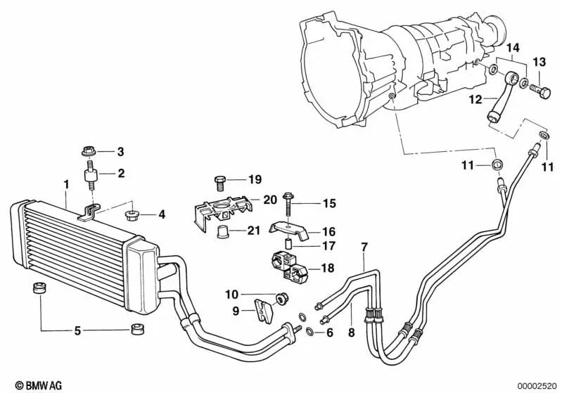 Suporte de linha de óleo para BMW E30, E34, E31 (OEM 17211712759). BMW original