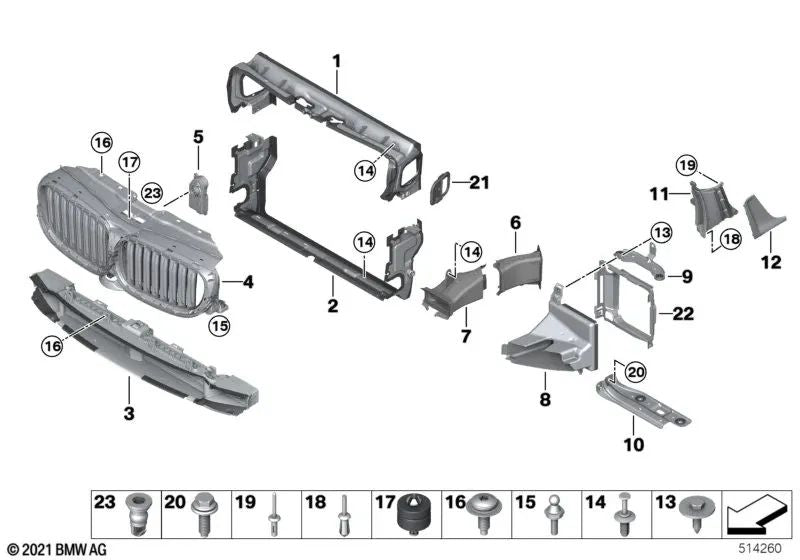 Aletas de aire superiores para BMW Serie 5 G30, G31 (OEM 51747497283). Original BMW.