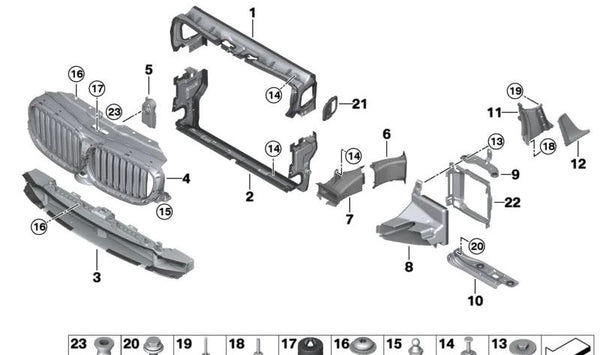 Guía de aire inferior para BMW Serie 7 G12 (OEM 51748059727). Original BMW