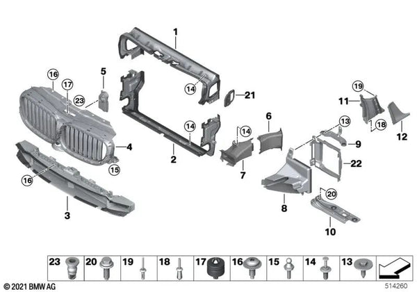 Revestimiento de conducción de aire lateral izquierdo para BMW Serie 5 G30, G31 (OEM 51748063259). Original BMW