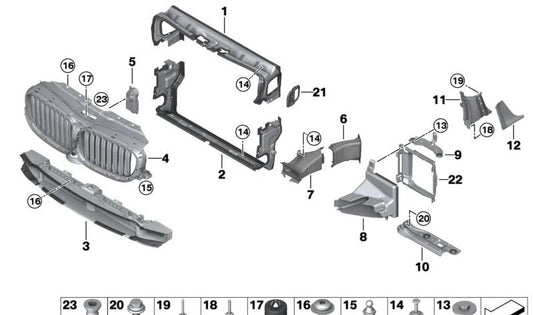 Guia aéreo inferior OEM 51748059712 para BMW G11, G12. BMW original.