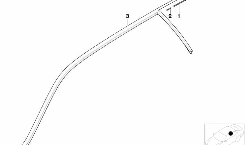 Sellado del marco del techo derecho para BMW E53 (OEM 51717008976). Original BMW.