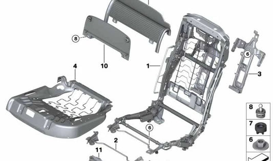 Juego de clips de fijación OEM 52207220722 para BMW F01, F02, F04, G11, G12. Original BMW.