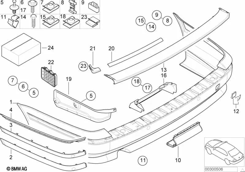 Moldura trasera izquierda para BMW Serie 5 E39 (OEM 51128183739). Original BMW