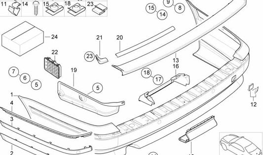 Rear right moulding for BMW E39 (OEM 51128221018). Original BMW