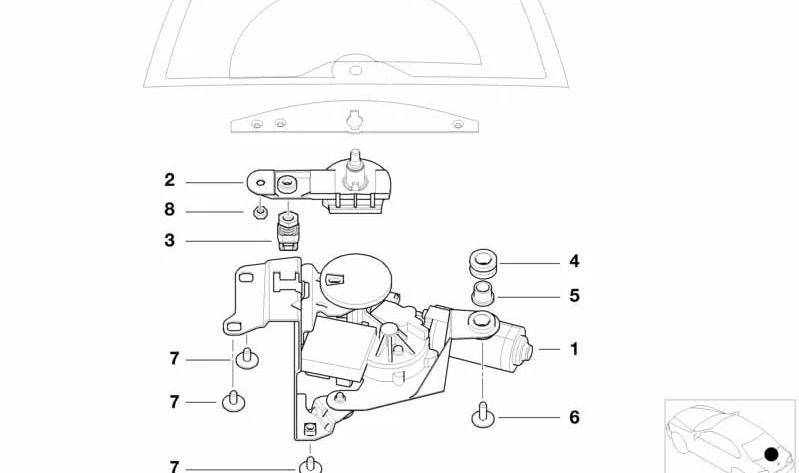 Perno de Cierre del Cristal Trasero para BMW Serie 3 E46, E91, E91N, Serie 5 E61, E61N (OEM 51248218850). Original BMW