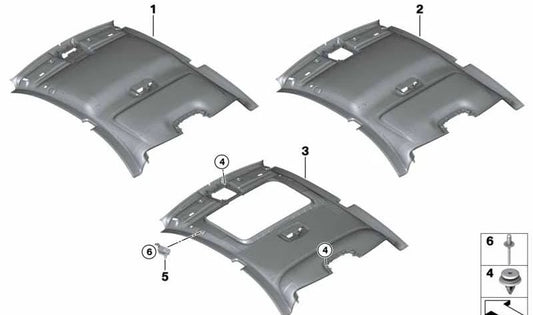 Support avant droit du revêtement de plafond OEM 51447291182 pour BMW F22, F87. BMW d'origine.