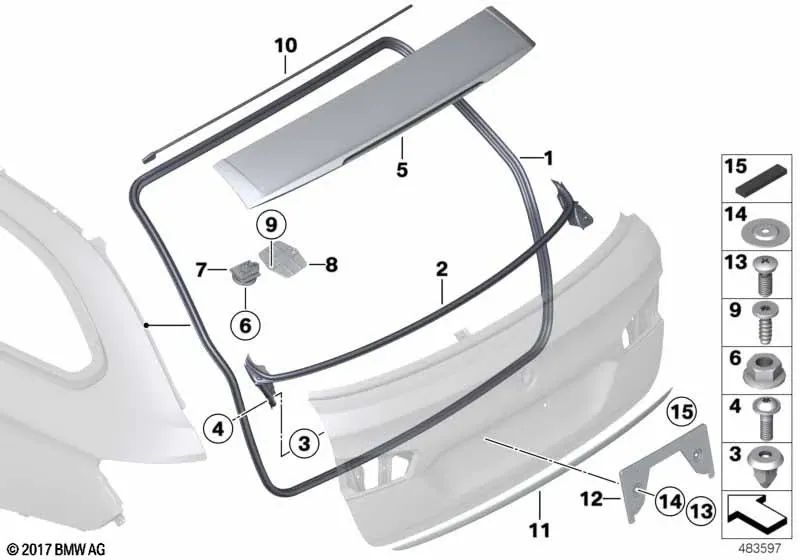 Alerón trasero imprimado para BMW F11 (OEM 51627207511). Original BMW.