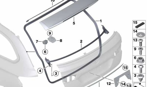 Sellado del techo trasero para BMW F11 (OEM 51767232659). Original BMW