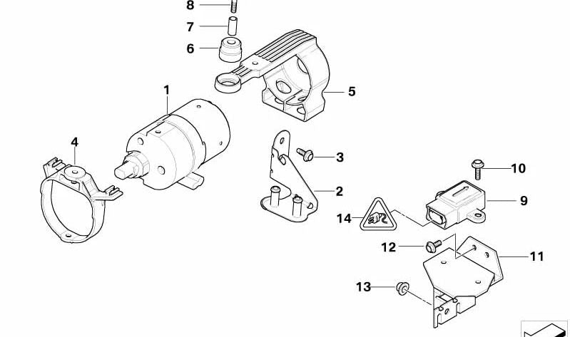 Rear support for pre-charge pump OEM 34511165162 for BMW E39, E52. Original BMW.