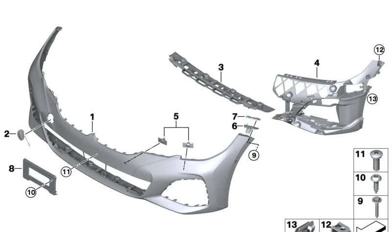 Evelelecedora Cover Hook Front Hook OEM 51118099893 pour BMW G20, G21, G28. BMW d'origine.