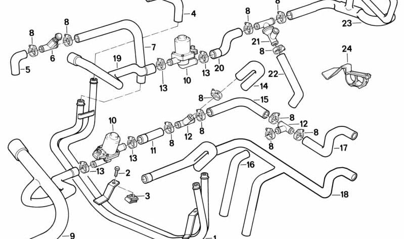 Manguera de entrada del motor-válvula de agua para BMW E34, E23, E32 (OEM 64211391386). Original BMW