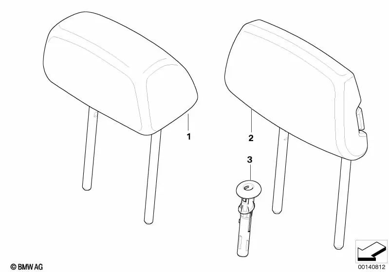 Fabric Headrest for BMW E90, E90N, E91N (OEM 52207118725). Original BMW.