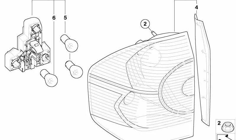 Luz trasera panel lateral izquierdo blanco para BMW X3 E83 (OEM 63213404103). Original BMW.