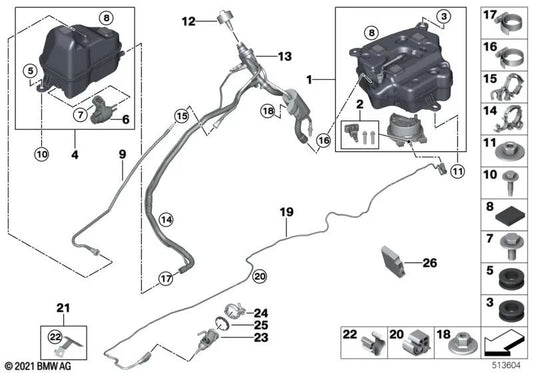 Clip para BMW Serie 5 G31N, Serie 6 G32, G32N (OEM 16197439319). Original BMW