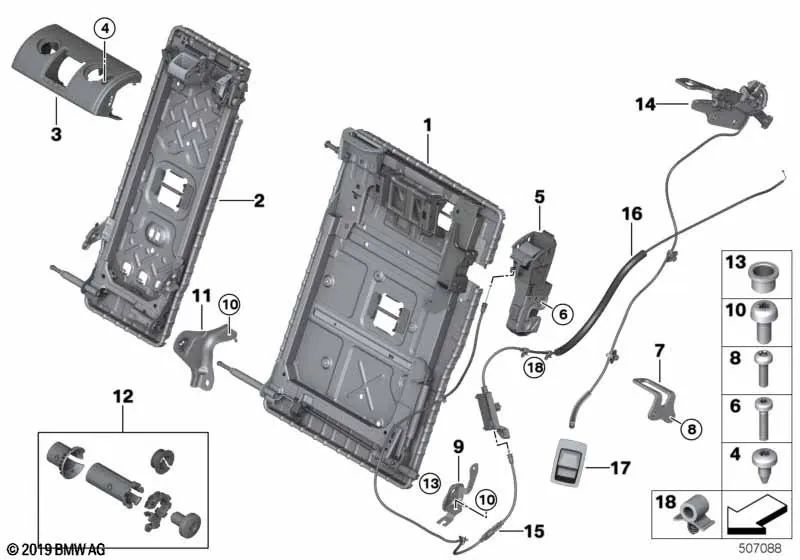 Marco respaldo izquierdo para BMW X3 F97, G01, G08. Original BMW (OEM 52207399217)