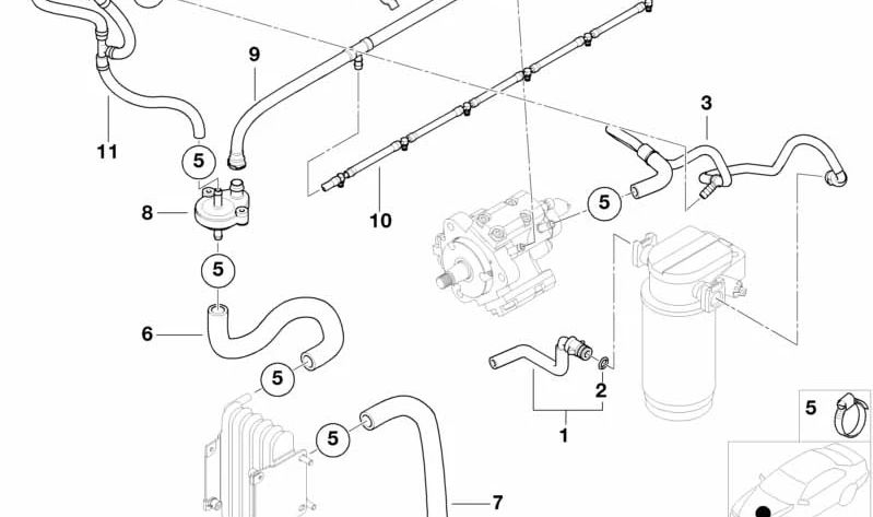 Fuel Feed Pipe for BMW 5 Series E39 (OEM 13537787428). Original BMW