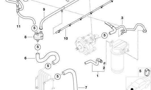 Fuel Feed Pipe for BMW 5 Series E39 (OEM 13537787428). Original BMW