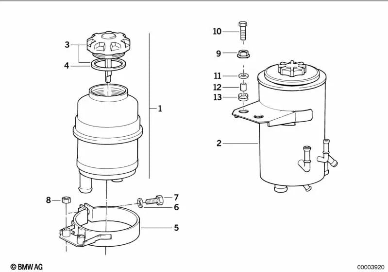 Oil Container for BMW 5 Series E34 (OEM 32411139671). Original BMW.