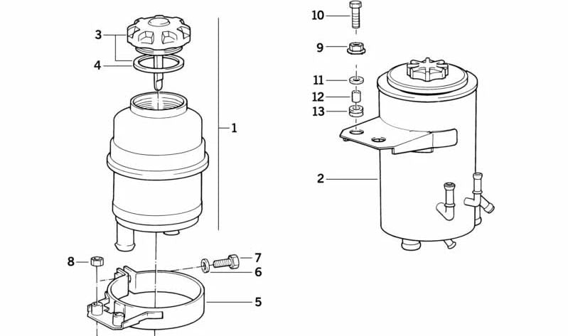 Depósito de aceite hidráulico OEM 32411139024 para BMW E32, E34. Original BMW.