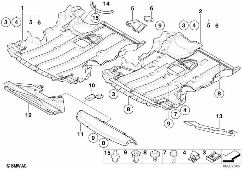 Protección del compartimento del motor para BMW E82 (OEM 51758046495). Original BMW