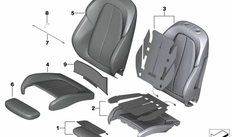 Oberschenkelstützschaumstück für BMW F39 (OEM 52107945919). Original BMW