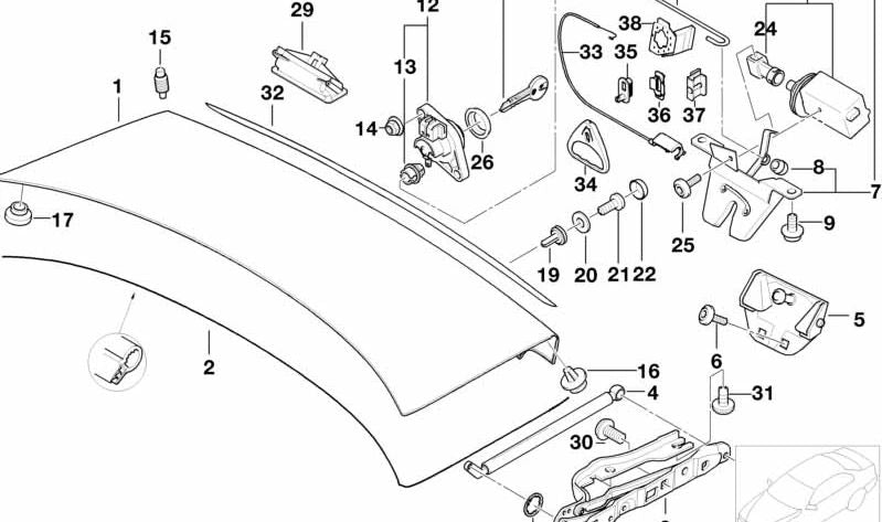 MOTEUR ACTUADOR GATE arrière OEM 67118368196 pour BMW E39, E52. BMW d'origine.