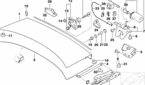 Tope derecho para BMW E39 (OEM 51248222912). Original BMW.