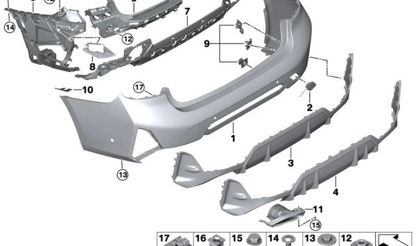 Adaptador de soporte trasero OEM 51128085498 para BMW G20, G21. Original BMW.