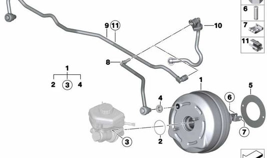 Tubo de vacío para BMW Serie 1 F20, F21, Serie 2 F22, Serie 3 F30, F31, F34, Serie 4 F32, F33, F36 (OEM 11667602047). Original BMW