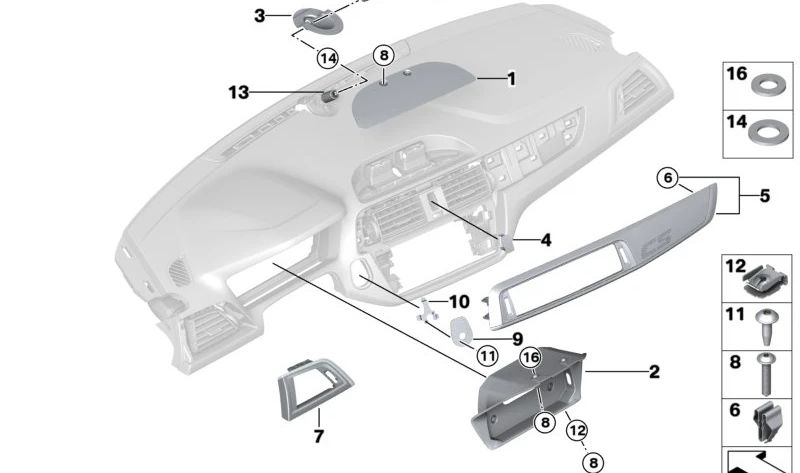 Embellecedor I-Tafel Alcantara para BMW F87N (OEM 51458079020). Original BMW